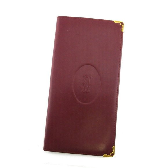 Cartier long pills masteline Bordeaux leather Auth used L3588